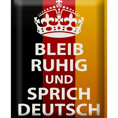 Blechschild Spruch 30x40cm bleib ruhig und sprich Deutsch