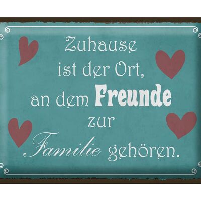 Targa in metallo con scritta "Home Place Friends to Family" 40x30 cm