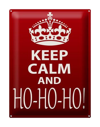 Panneau en étain disant 30x40cm Keep Calm et Ho Ho Ho Christmas 1