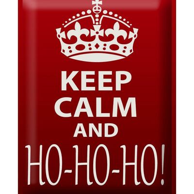 Targa in metallo con scritta "Keep Calm and Ho Ho Ho Christmas" 30x40 cm