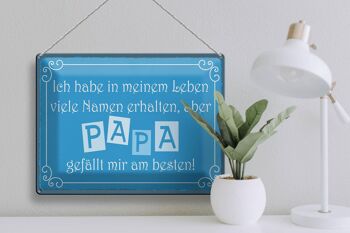 Plaque en étain disant 40x30cm "Nom Papa est ce que je préfère" 3