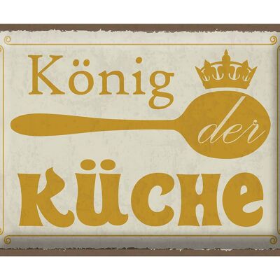 Blechschild Spruch 40x30cm König der Küche Krone Geschenk
