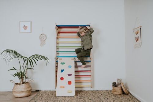 Triangle Climber and Swedish Wall 2in1 with Ramp, Rainbow