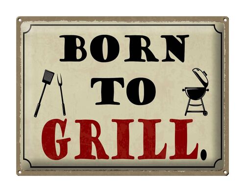 Blechschild Spruch 40x30cm born to Grill Grillen