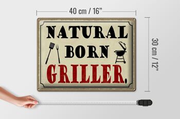 Panneau en étain disant 40x30cm naturel né Griller Griller 4