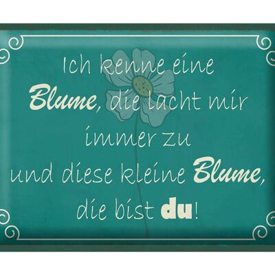 Blechschild Spruch 40x30cm ich kenne eine Blume die bist du