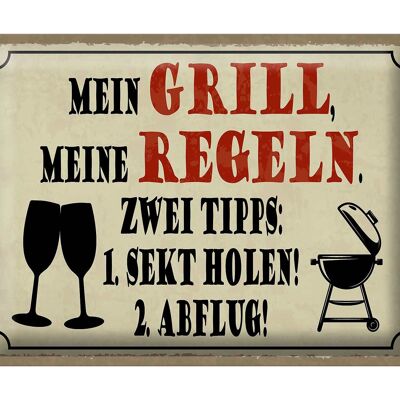 Blechschild Spruch 40x30cm mein Grill meine Regeln 2 Tipps