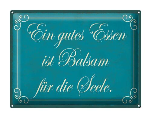 Blechschild Spruch 40x30cm gutes Essen Balsam für die Seele