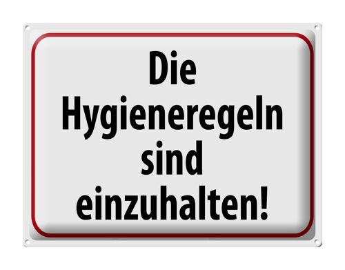 Blechschild Hinweis 40x30cm Hygieneregeln sind einzuhalten