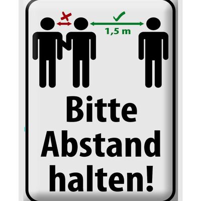 Blechschild Hinweis 30x40cm bitte Abstand halten 1.5 m