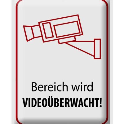 Blechschild Hinweis 30x40cm Bereich wird videoüberwacht