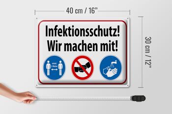 Signe en étain note 40x30cm protection contre les infections nous participons 4