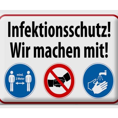 Blechschild Hinweis 40x30cm Infektionsschutz wir machen mit