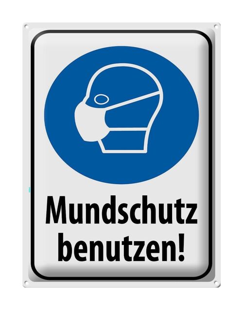 Blechschild Hinweis 30x40cm Mundschutz benutzen Maske