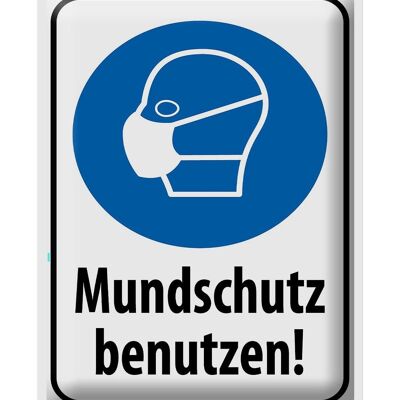 Blechschild Hinweis 30x40cm Mundschutz benutzen Maske