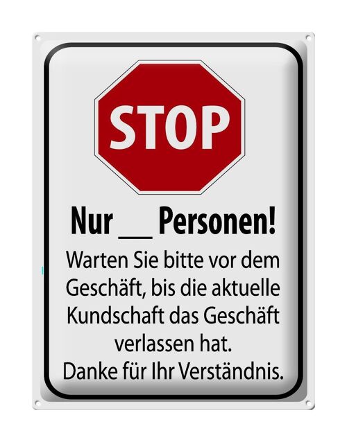 Blechschild Hinweis 30x40cm Stop warten Sie vom Geschäft