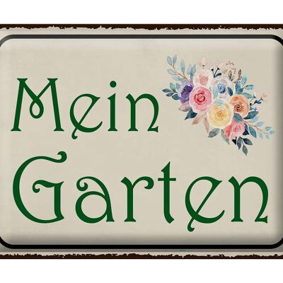 Targa in metallo con scritta "Il mio giardino" 40x30 cm
