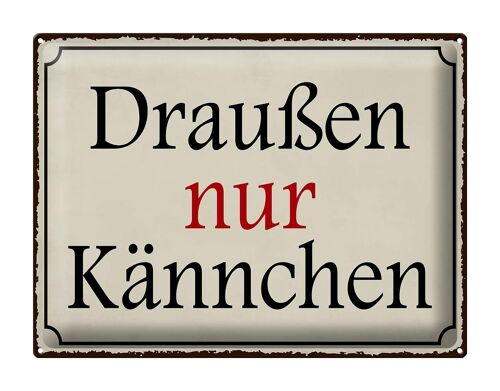 Blechschild Spruch 40x30cm draußen nur Kännchen Cafe