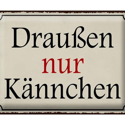 Blechschild Spruch 40x30cm draußen nur Kännchen Cafe