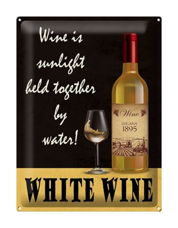 Panneau en étain indiquant que le vin blanc est tenu au soleil, 30x40cm 1