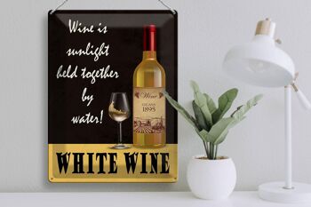 Panneau en étain indiquant que le vin blanc est tenu au soleil, 30x40cm 3