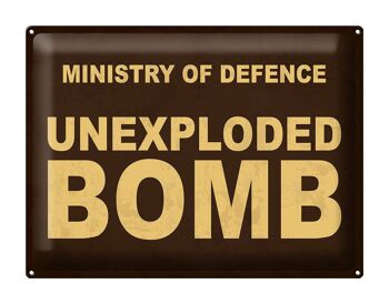 Panneau en étain indiquant que le ministère de la Défense n'a pas explosé, 40x30cm 1