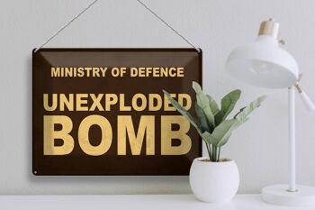 Panneau en étain indiquant que le ministère de la Défense n'a pas explosé, 40x30cm 3