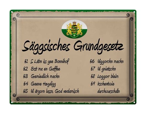 Blechschild Spruch 40x30cm säggsisches Grundgesetz lustig