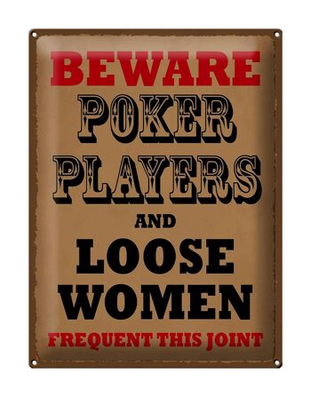 Plaque en étain indiquant 30x40cm Joueurs de poker et femmes en liberté 1