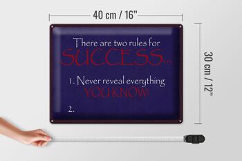 Plaque en étain disant 40x30cm "deux règles pour réussir jamais" 4