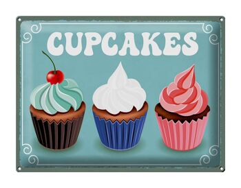 Plaque en étain disant 40x30cm Cupcakes cadeau 1