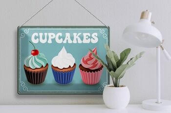 Plaque en étain disant 40x30cm Cupcakes cadeau 3