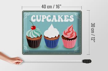 Plaque en étain disant 40x30cm Cupcakes cadeau 4