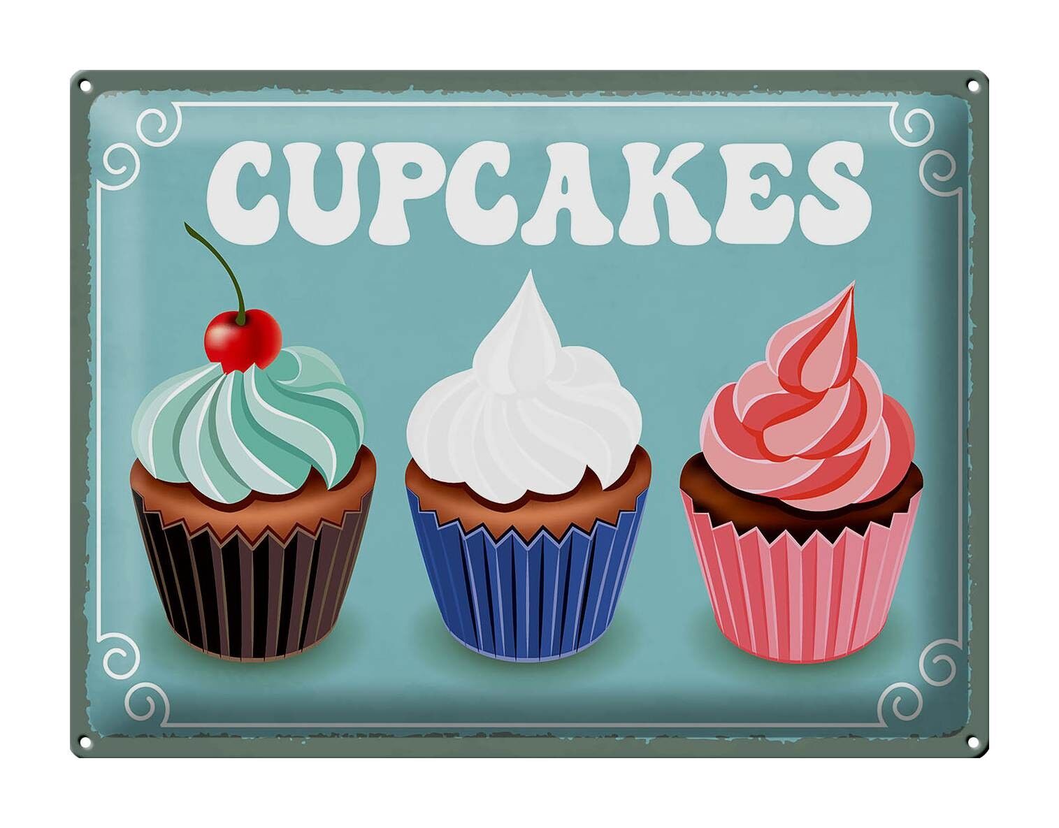 Targa in metallo con scritta "Regalo cupcakes" 40x30 cm