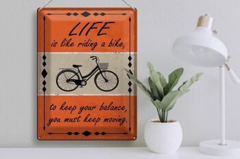 Plaque en étain disant 30x40cm La vie, c'est comme faire du vélo 3