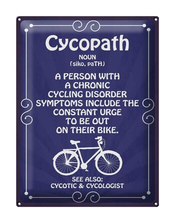 Plaque en étain indiquant 30x40cm Cycopath Cyclisme Chronique 1