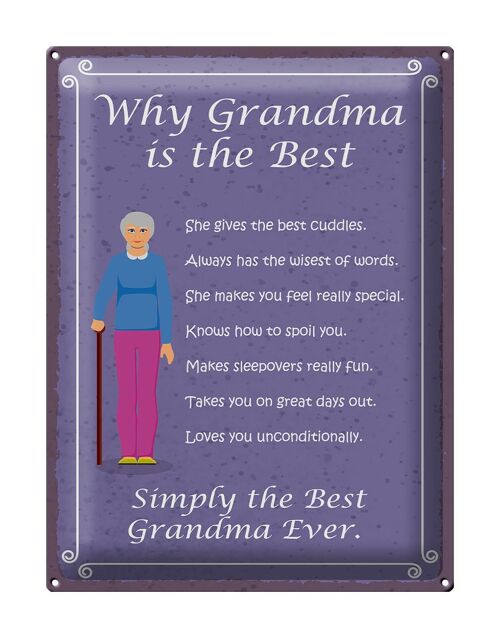 Blechschild Spruch 30x40cm why Grandma is the best Oma