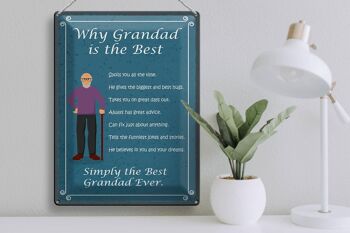 Plaque en étain 30 x 40 cm indiquant pourquoi grand-père est le meilleur grand-père 3