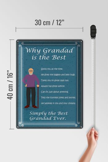 Plaque en étain 30 x 40 cm indiquant pourquoi grand-père est le meilleur grand-père 4