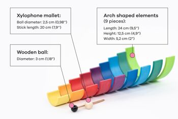 Empileur arc-en-ciel en bois, naturel 5