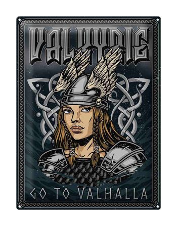 Panneau en étain disant 30x40cm Valkyrie va à Valhalla Wiking 1