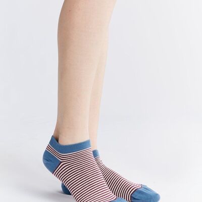 9323 | Unisex sneaker socks - Bordeaux/natural striped (pack of 6)