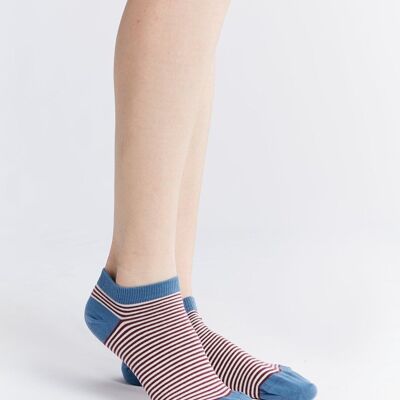 9323 | Calcetines deportivos unisex - Burdeos/rayas naturales (paquete de 6)