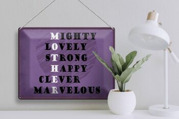 Panneau en étain avec inscription « Mother Mighty Lovely Happy Mama » 40 x 30 cm. 3