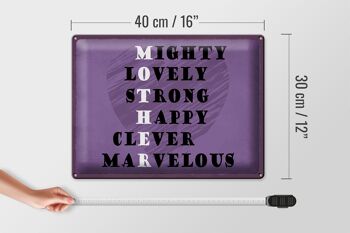 Panneau en étain avec inscription « Mother Mighty Lovely Happy Mama » 40 x 30 cm. 4