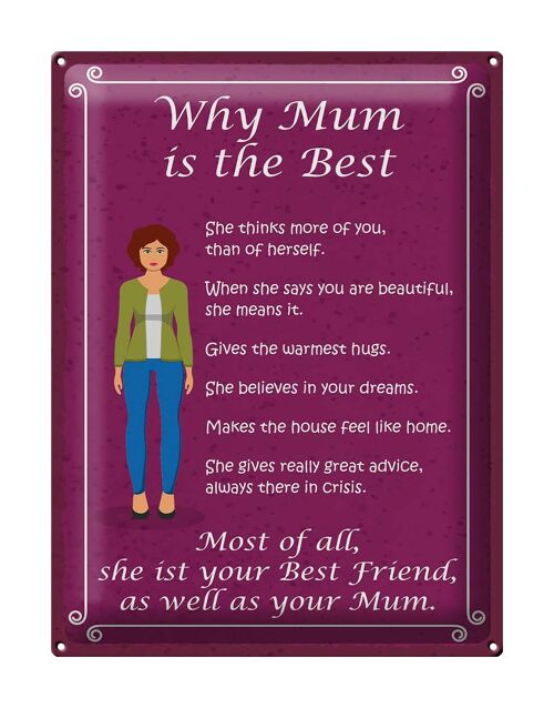 Blechschild Spruch 30x40cm why Mam is the best Mama beste