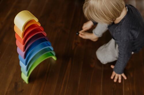 Wooden Rainbow Stacker, Colorful