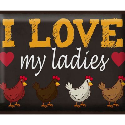 Blechschild Spruch 40x30cm Hühner i love my ladies