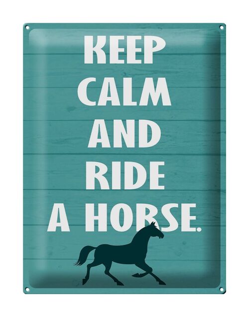 Blechschild Spruch 30x40cm keep calm and ride a horse Pferd