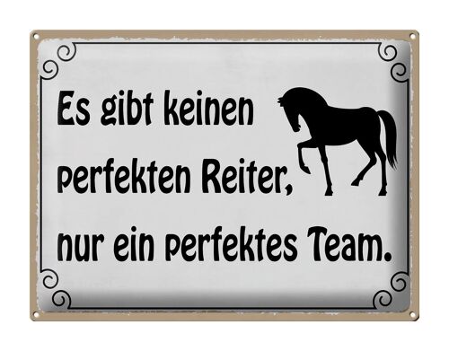 Blechschild Spruch 40x30cm es gibt keinen perfekten Reiter